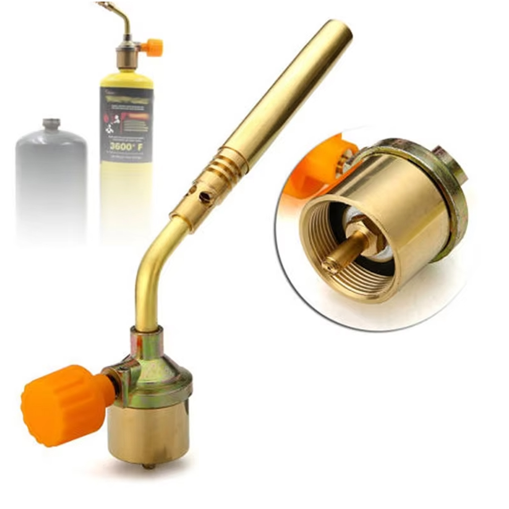 Home Cooking Gas - 1個入り、真鍮製の点火式溶接トーチ、プロパンガス用、自動点火式、トリガー式、加熱用、はんだ付け用、溶接用、配管用ノズル