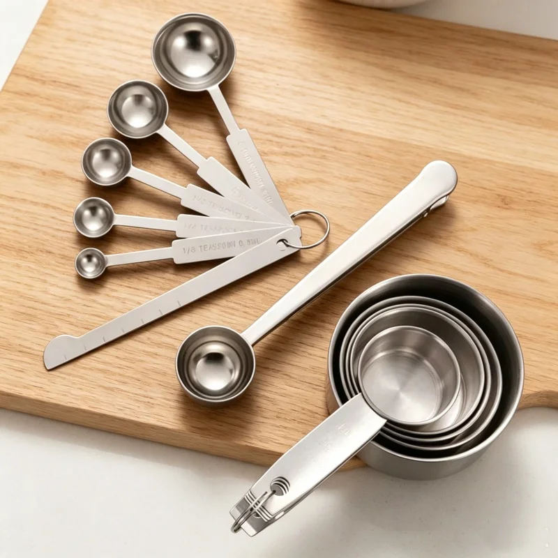 Home Cooking Cookbook - 積み重ね可能なステンレス鋼計量スプーンセット計量カップコーヒースパイスパウダースクープキッチンホームベーキング調理ツール用品
